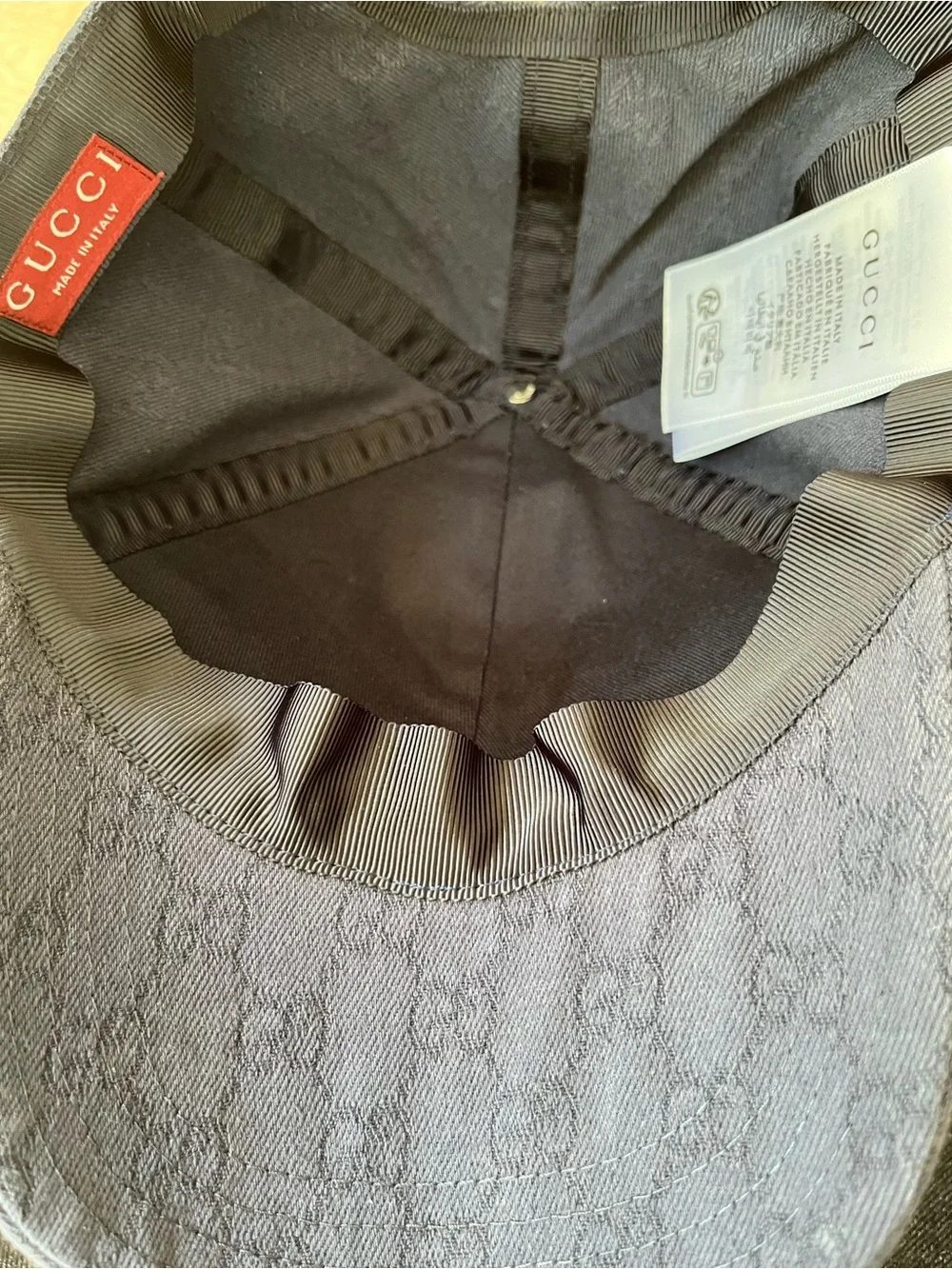 Gucci Navy Baseball Cap with Red Center Stripe